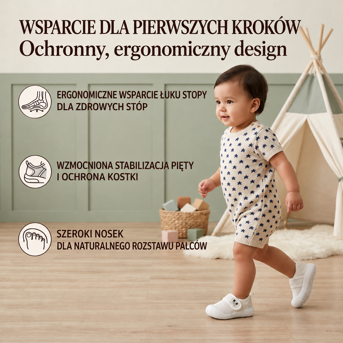 Wygodne buciki dla niemowląt z miękką, antypoślizgową podeszwą