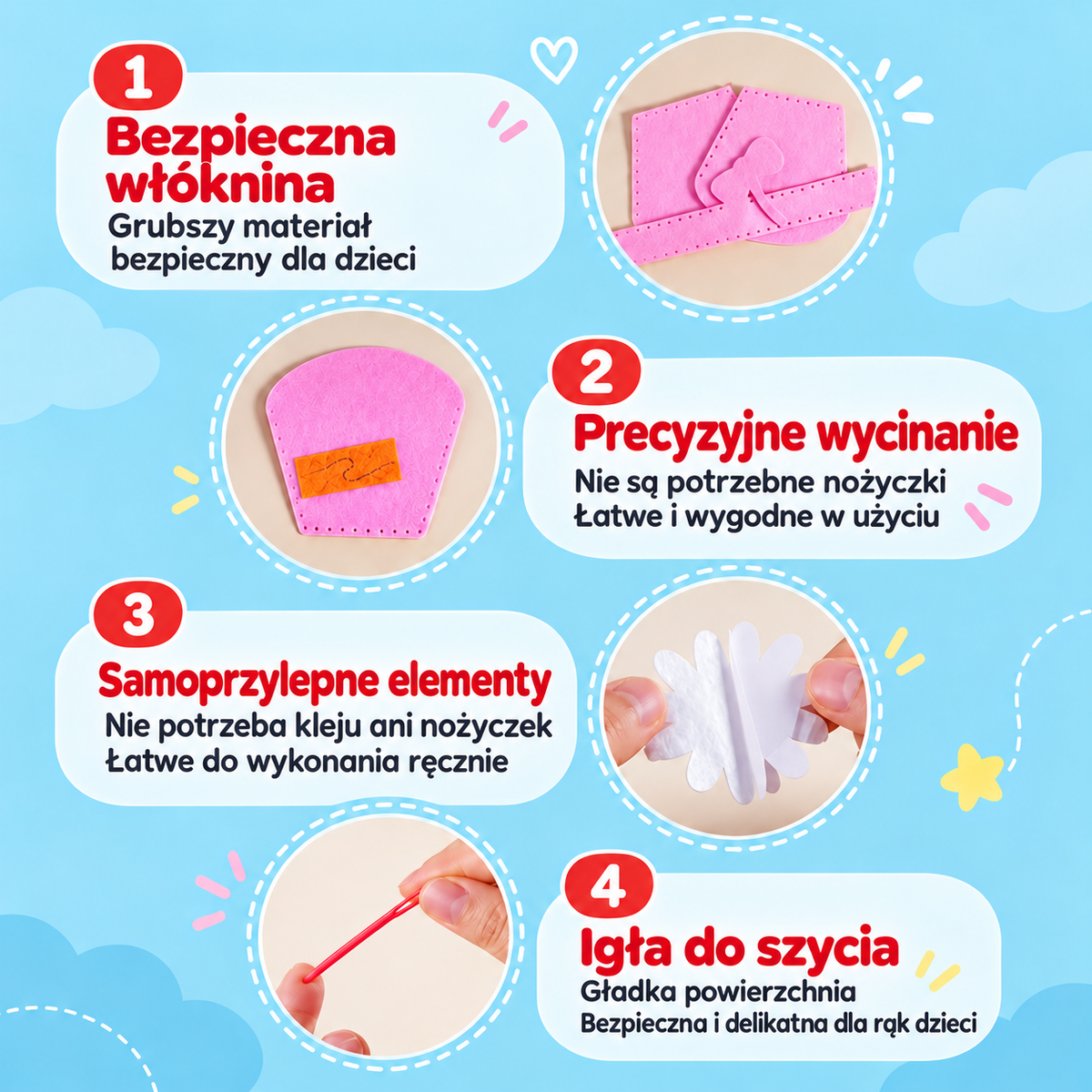 Uroczy zestaw DIY do szycia filcowej torebki dla dzieci