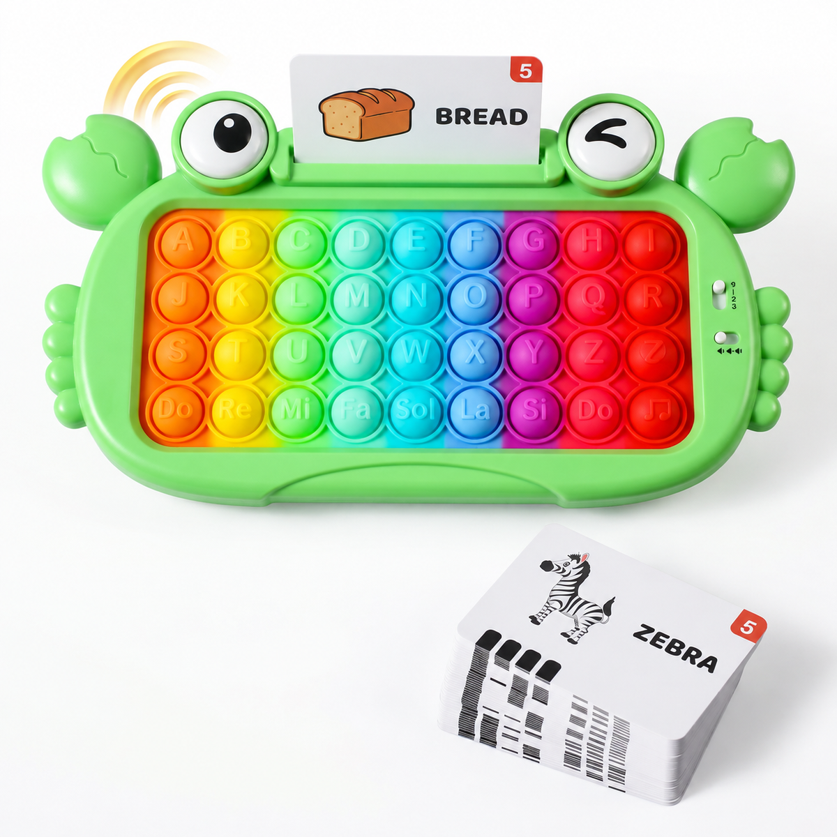 Interaktywny mówiący tablet edukacyjny z kartami, klawiaturą Pop-It oraz grami do nauki pisowni i wymowy