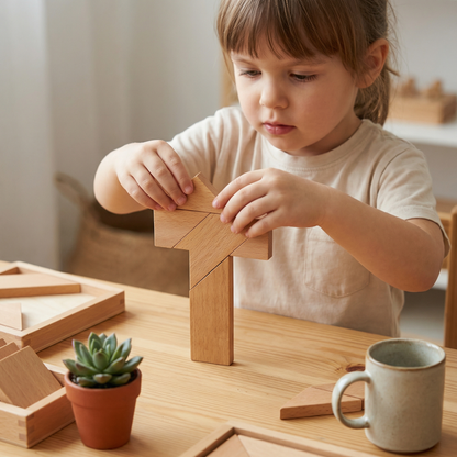Drewniane tangramy – zabawka Montessori do nauki geometrii dla dzieci