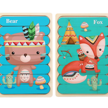 Drewniane puzzle Montessori