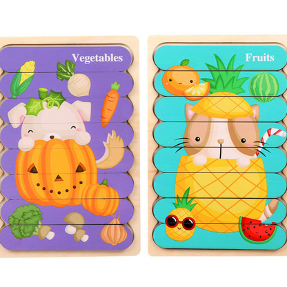 Drewniane puzzle Montessori