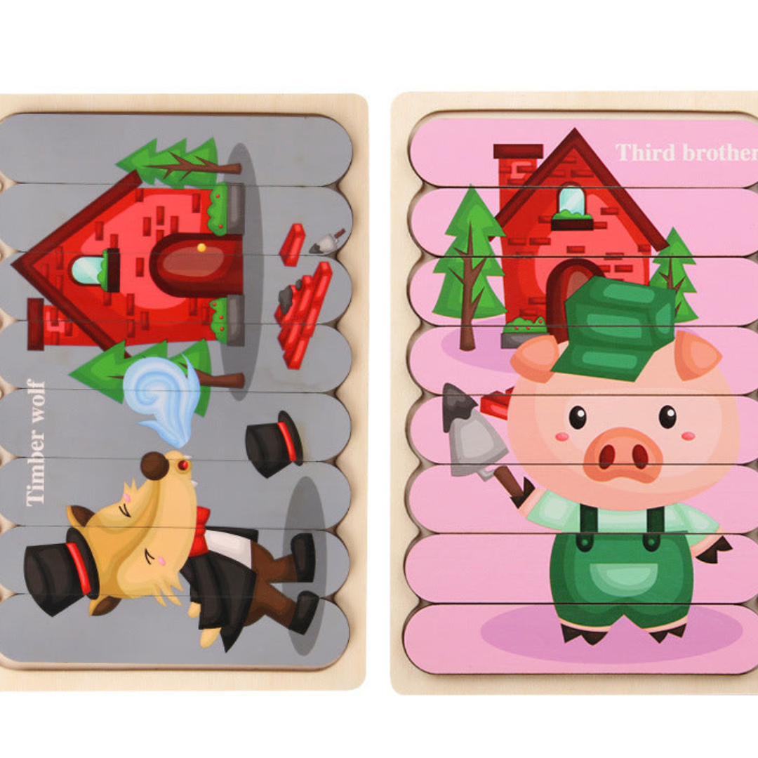 Drewniane puzzle Montessori