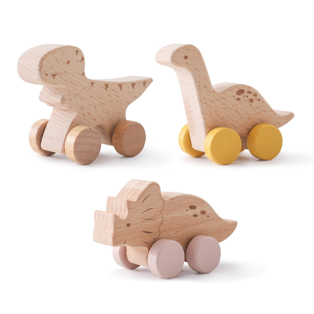 Drewniany pociąg Montessori w pastelowych kolorach