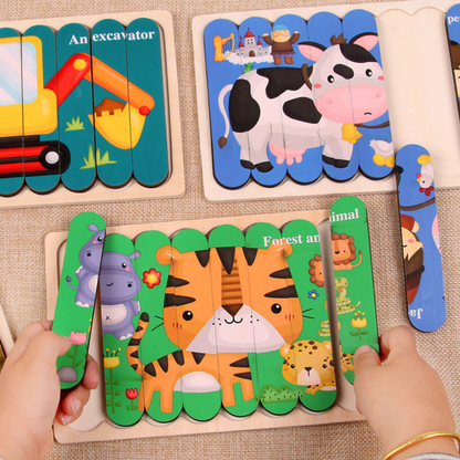 Drewniane puzzle Montessori
