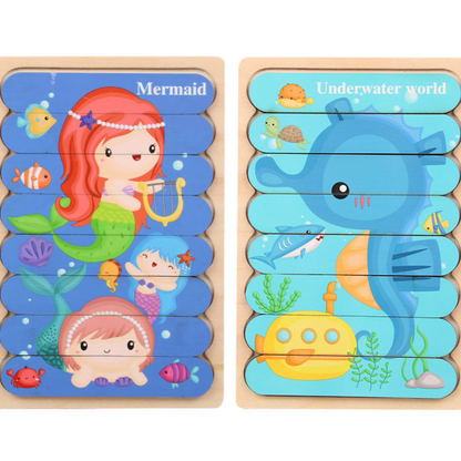 Drewniane puzzle Montessori