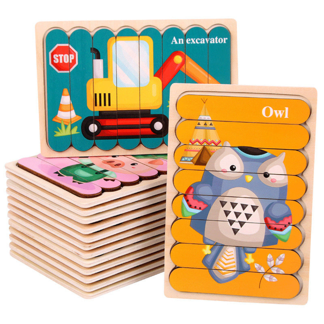 Drewniane puzzle Montessori