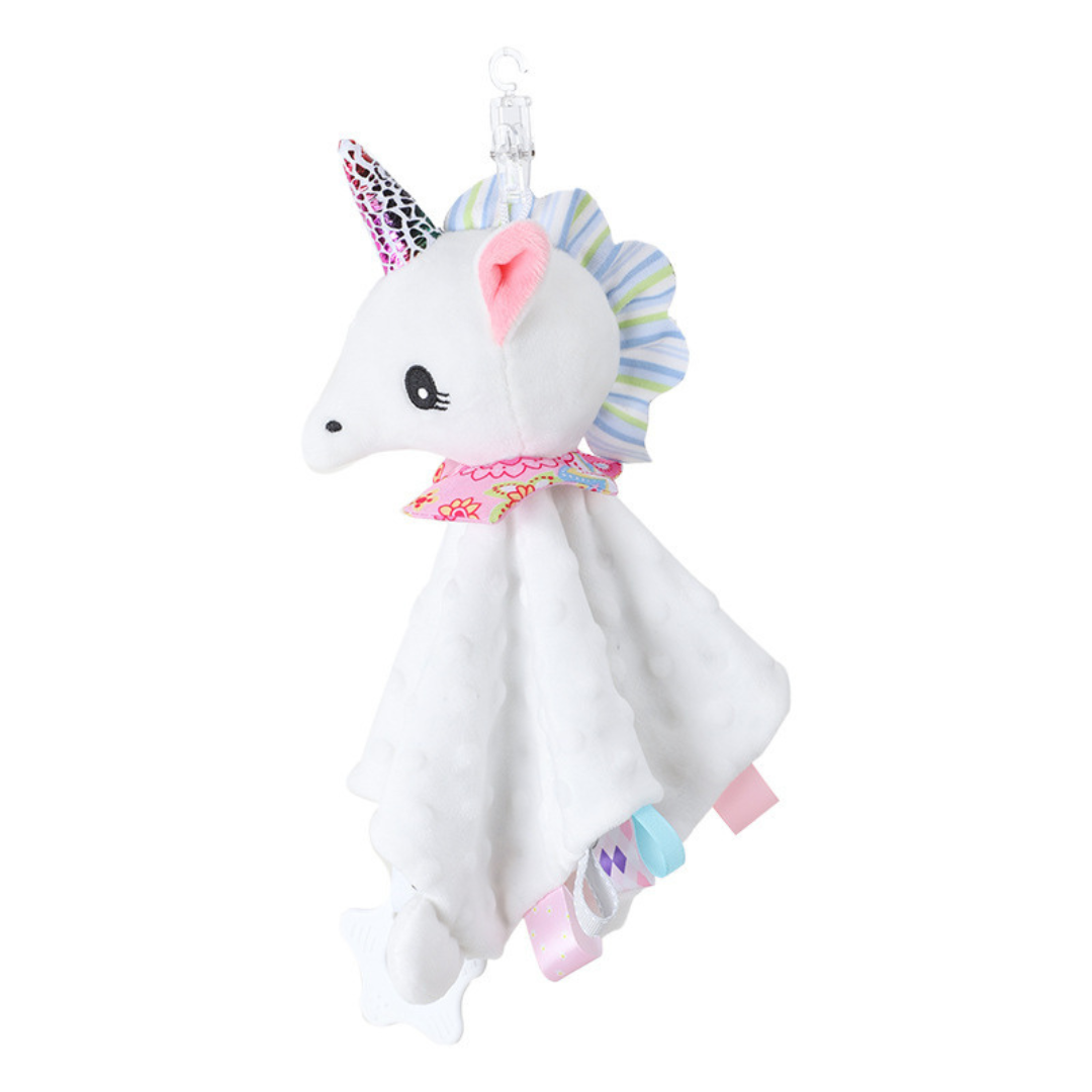 Uspokajający pluszowy kocyk-przytulanka z grzechotką