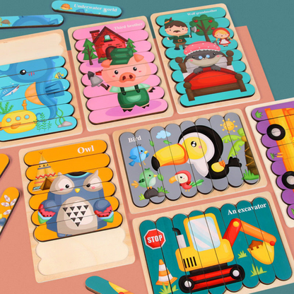 Drewniane puzzle Montessori