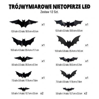 Dekoracja ścienna LED 3D w kształcie nietoperza na Halloween ze światłami zmieniającymi kolory
