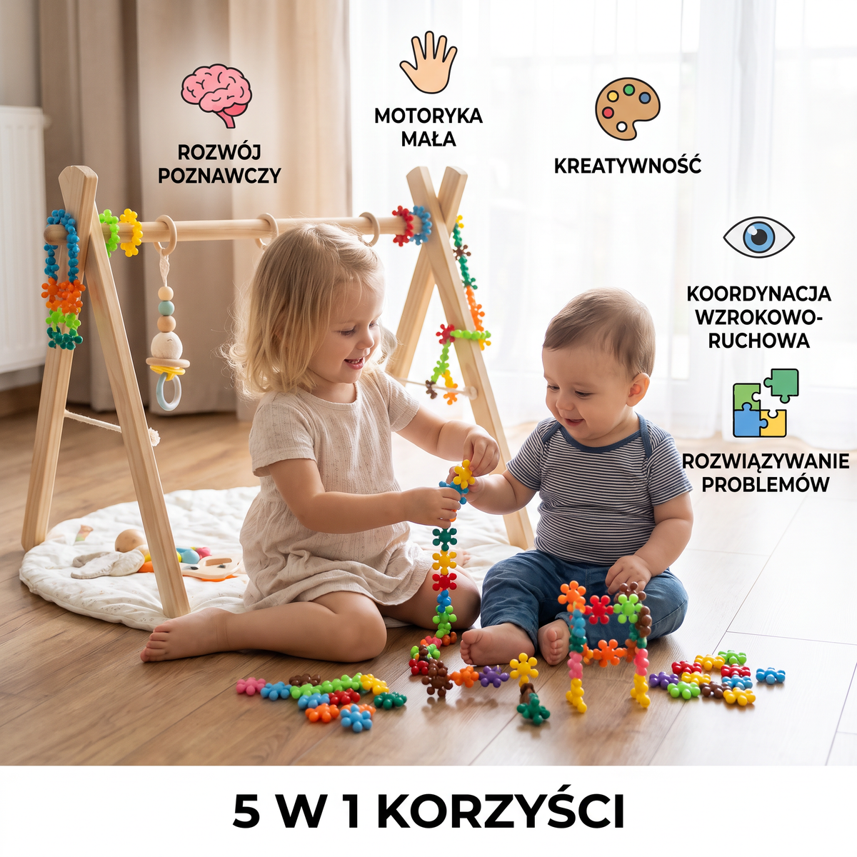 Zestaw klocków Montessori w kształcie kwiatów śliwy