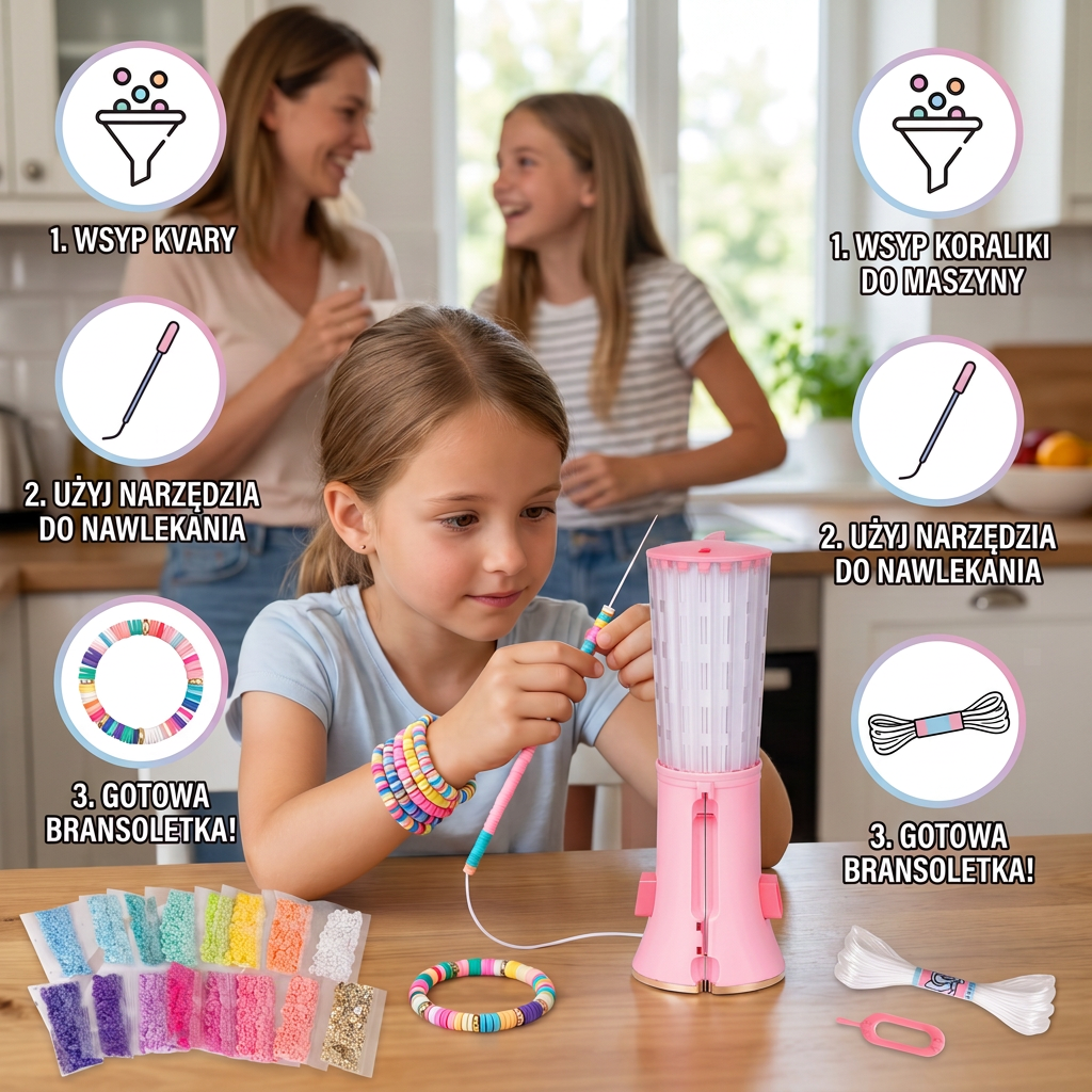 zestaw DIY do tworzenia bransoletek z koralików dla dzieci