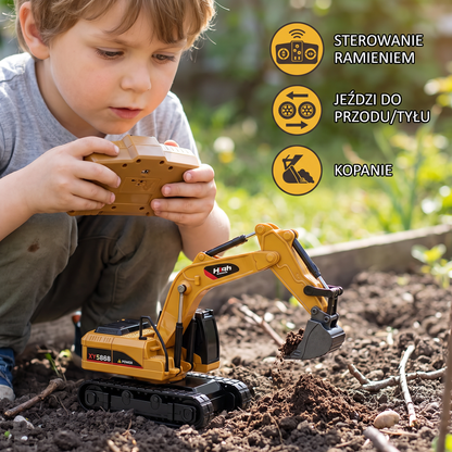 Pojazdy budowlane RC w skali 1:64 – wózek widłowy, koparka, wywrotka i spychacz