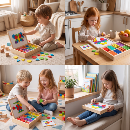 Drewniana magnetyczna układanka geometryczna dla dzieci