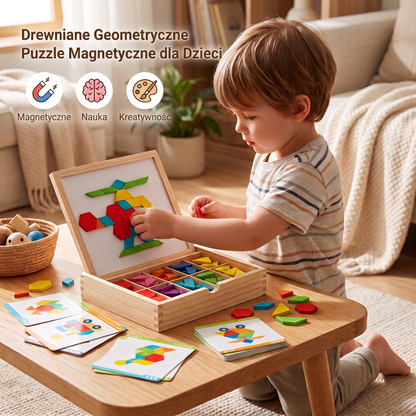 Drewniana magnetyczna układanka geometryczna dla dzieci