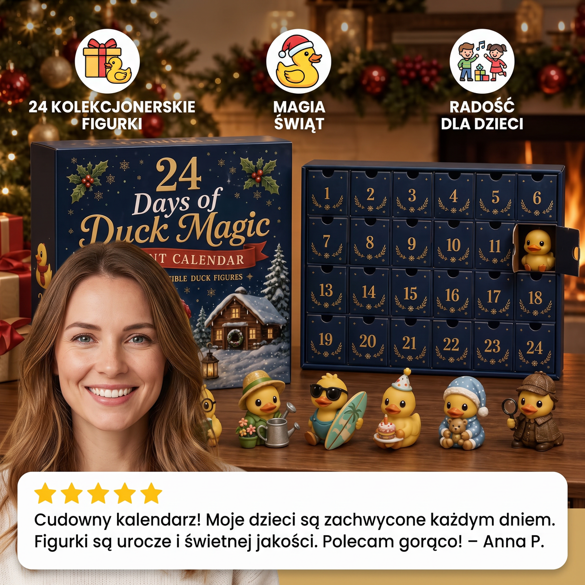 24-dniowy kalendarz adwentowy z magicznymi kaczuszkami i kolekcjonerskimi minifigurkami