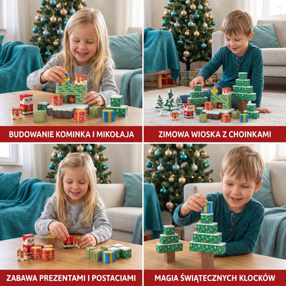 54-elementowy świąteczny zestaw magnetycznych klocków – konstrukcyjna zabawka STEM