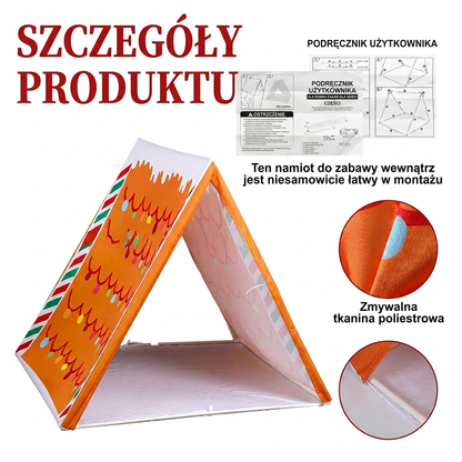 Świąteczny namiot do zabawy w kształcie domku z piernika dla dzieci