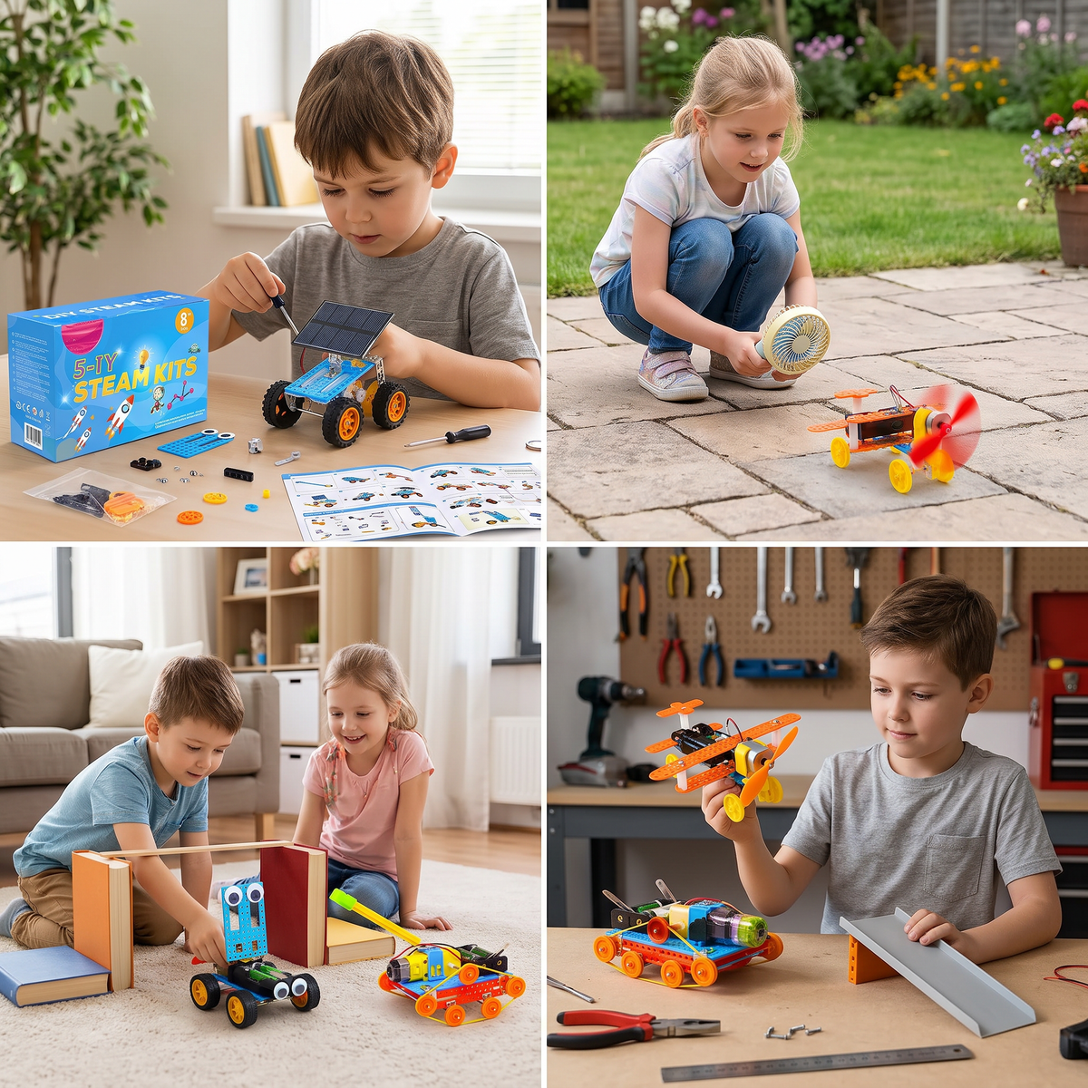 Edukacyjny zestaw konstrukcyjny STEM 5 w 1 do samodzielnego budowania pojazdów