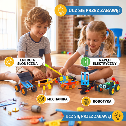 Edukacyjny zestaw konstrukcyjny STEM 5 w 1 do samodzielnego budowania pojazdów