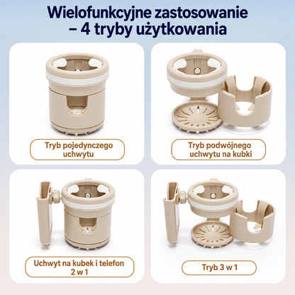 Uchwyt 3 w 1 do wózka dziecięcego na kubek i telefon