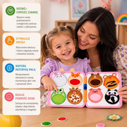 Sensoryczna książeczka aktywności Montessori „Dotknij i poczuj” dla małych dzieci