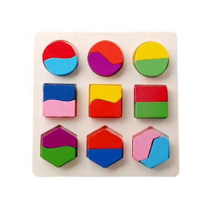 Proste drewniane puzzle Montessori z kształtami i kolorami dla maluchów