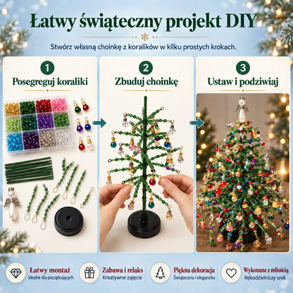 Zestaw DIY do tworzenia świątecznej choinki z kryształowych koralików