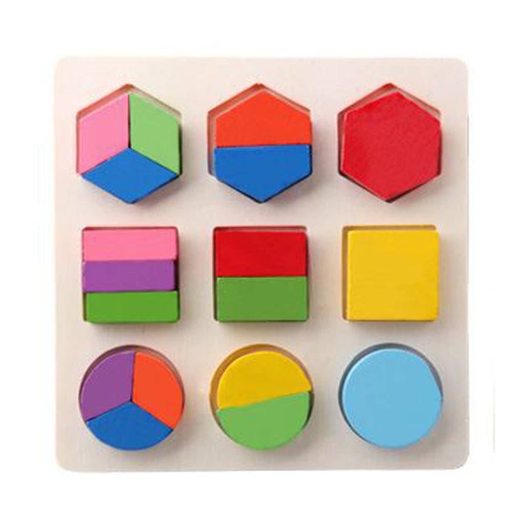 Proste drewniane puzzle Montessori z kształtami i kolorami dla maluchów