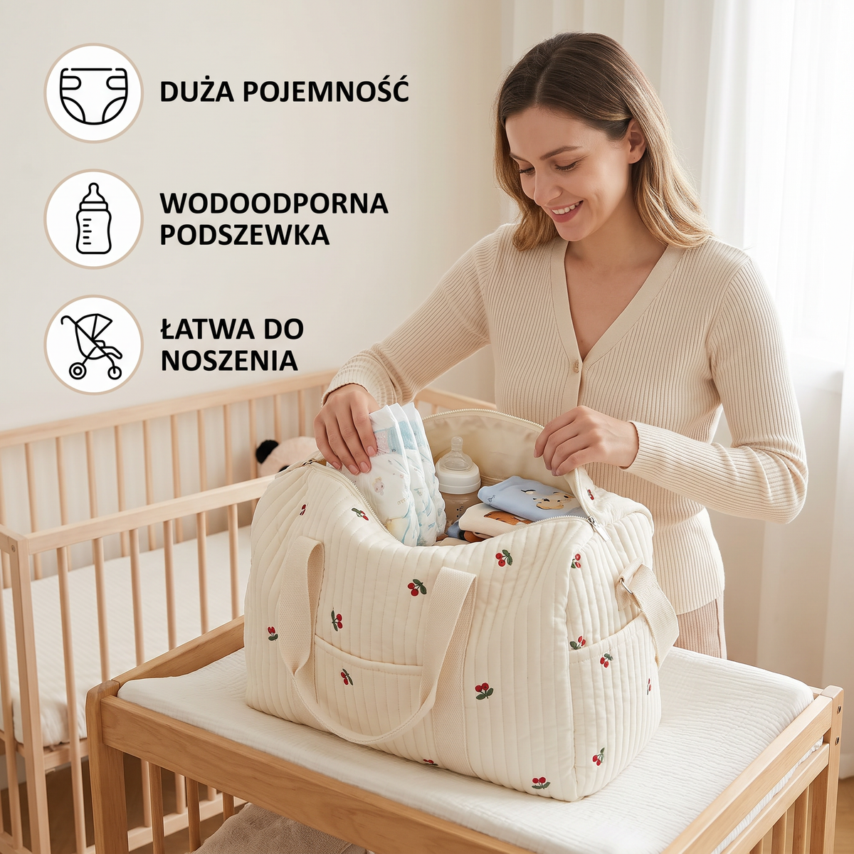 Duża Torba dla Mamy i Dziecka – Miejsce na Wszystko, Czego Potrzebujesz