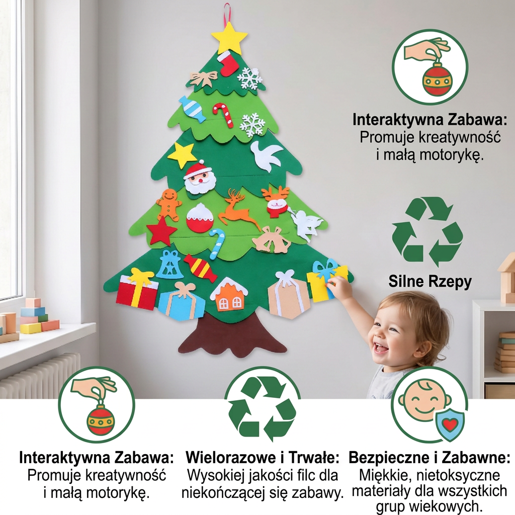 ChristmasFelt – Montessori Filcowa Choinka 3D