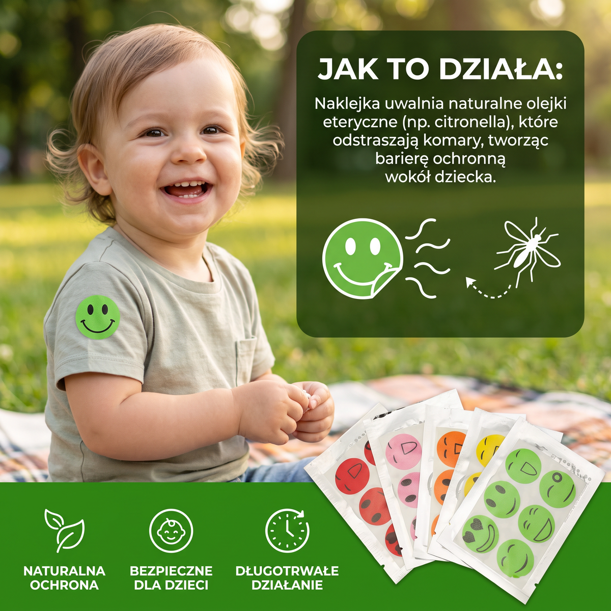Naturalne Plastry Odstraszające Komary dla Dzieci i Niemowląt (100 szt.)