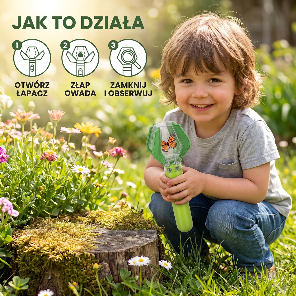 Łapacz Owadów dla Dzieci z 6-krotną Lupą – Narzędzie do Obserwacji Przyrody na Świeżym Powietrzu