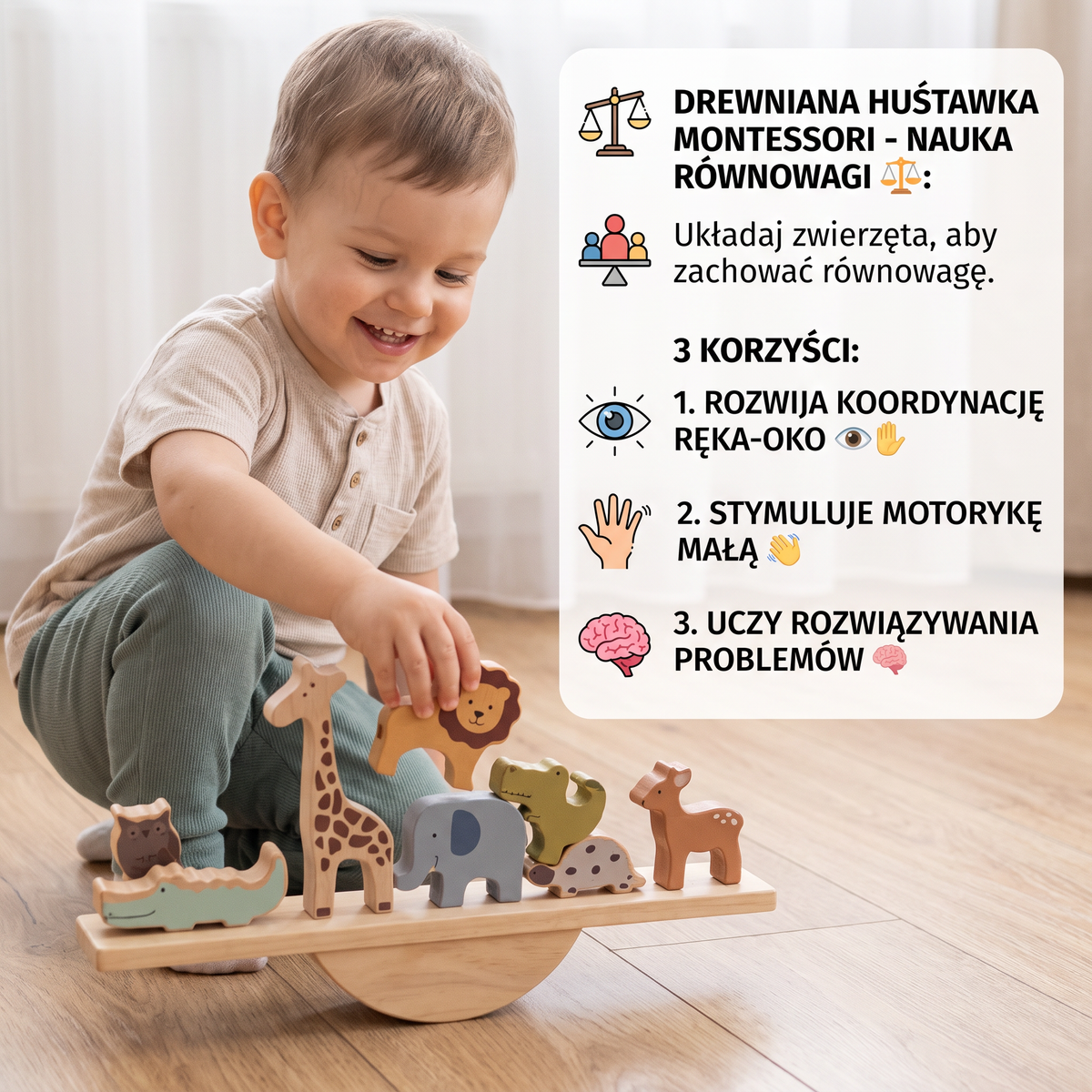 Drewniana Huśtawka Montessori dla Dzieci