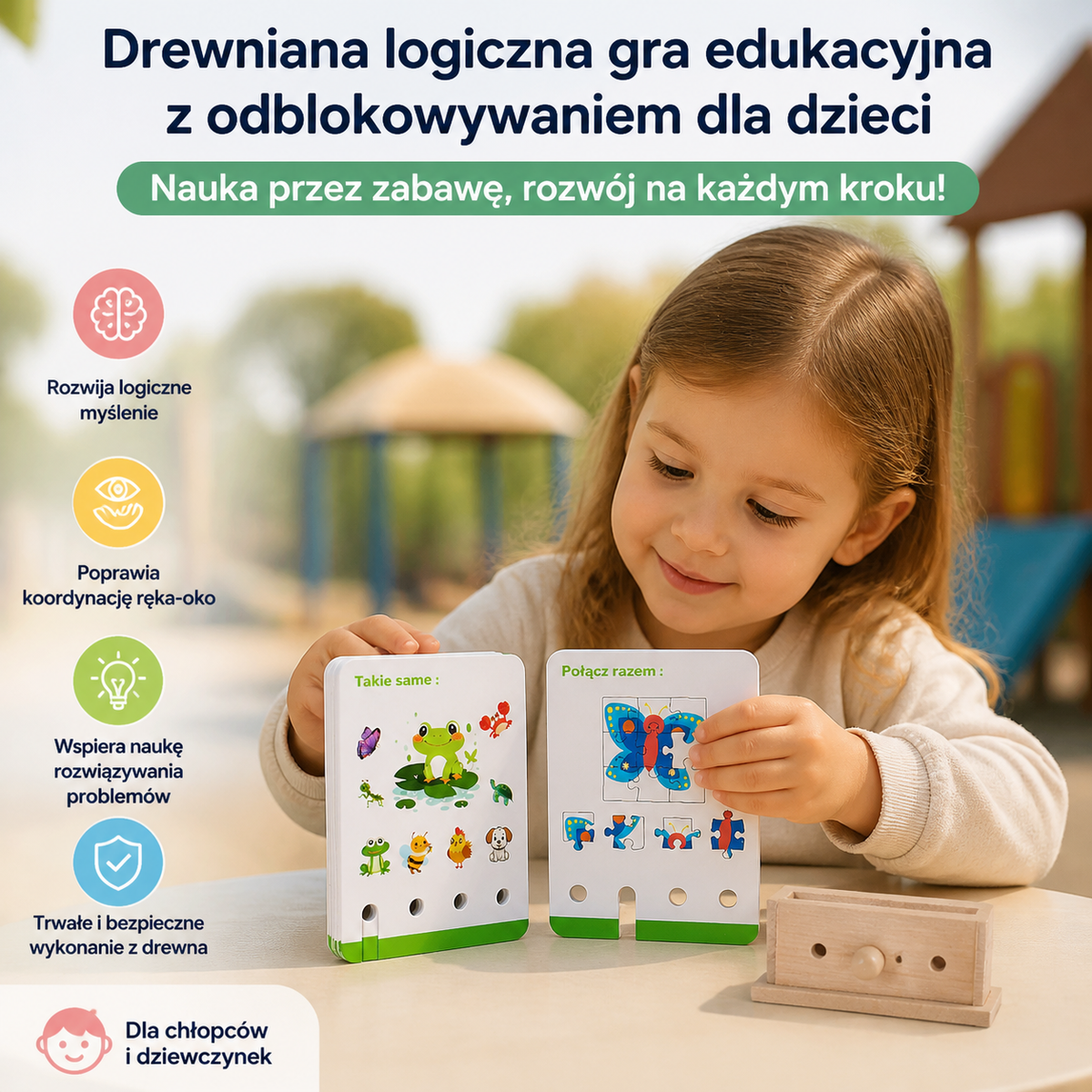 Drewniana logiczna gra edukacyjna z odblokowywaniem dla dzieci – rozwój umiejętności przedszkolnych