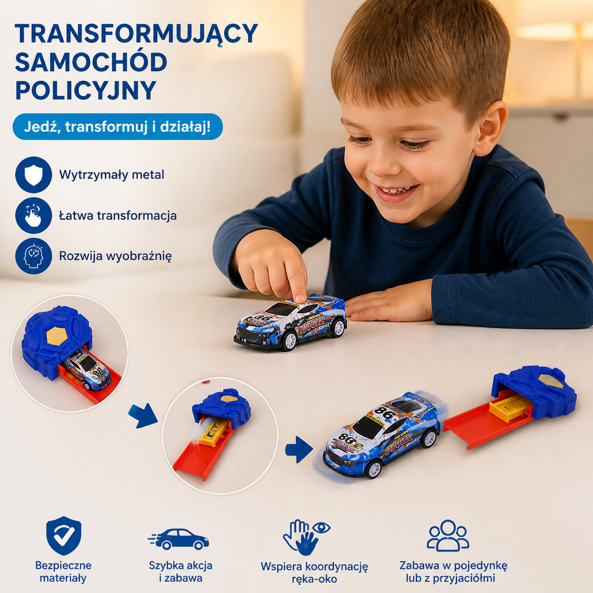 Zestaw wyścigowy z wyrzutnią samochodzików