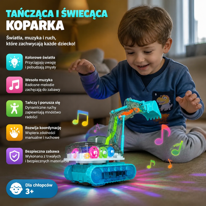 Tańcząca i świecąca koparka z muzyką