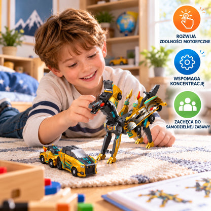 Magnetyczny samochód i dinozaur 2 w 1 z automatyczną transformacją po zderzeniu
