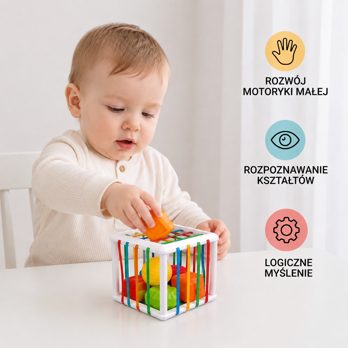 Pudełko Montessori do sortowania kształtów – gra rozwijająca motorykę