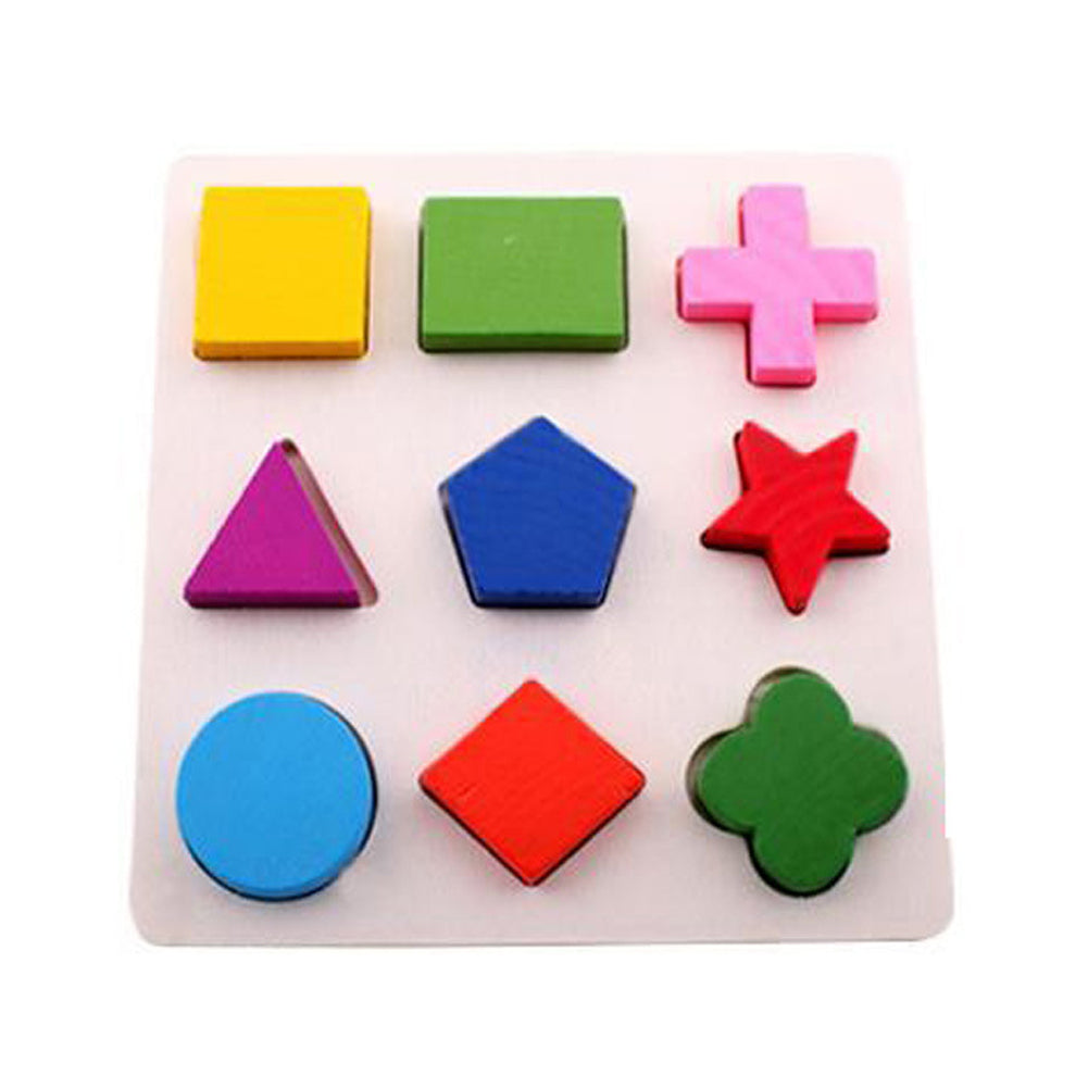 Proste drewniane puzzle Montessori z kształtami i kolorami dla maluchów