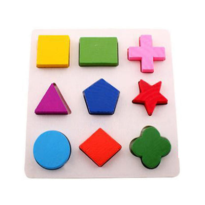Proste drewniane puzzle Montessori z kształtami i kolorami dla maluchów