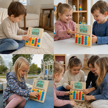 Drewniana gra logiczna z sortowaniem według czterech kolorów – zabawka edukacyjna Montessori rozwijająca myślenie dla dzieci
