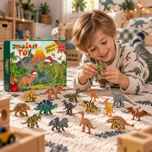 24-dniowy kalendarz adwentowy z dinozaurami i figurkami-niespodziankami