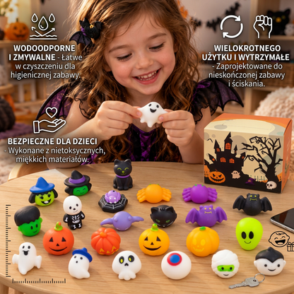 Zmywalny i wielorazowy zestaw zabawek Squishy na Halloween – na przyjęcia i cukierek albo psikus