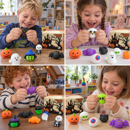 Zmywalny i wielorazowy zestaw zabawek Squishy na Halloween – na przyjęcia i cukierek albo psikus