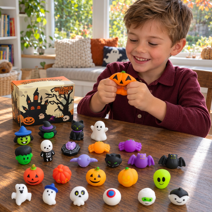 Zmywalny i wielorazowy zestaw zabawek Squishy na Halloween – na przyjęcia i cukierek albo psikus