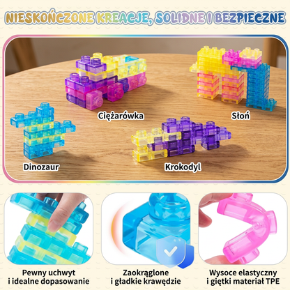 Świecące w ciemności żelowe klocki Squishy dla dzieci – bezpieczne i miękkie