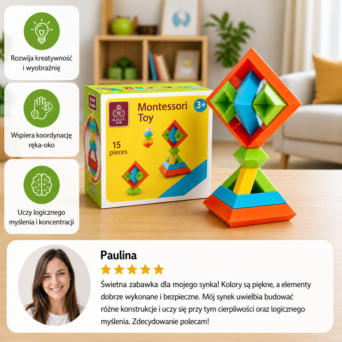 Przyjazne dzieciom kamienie Montessori do układania