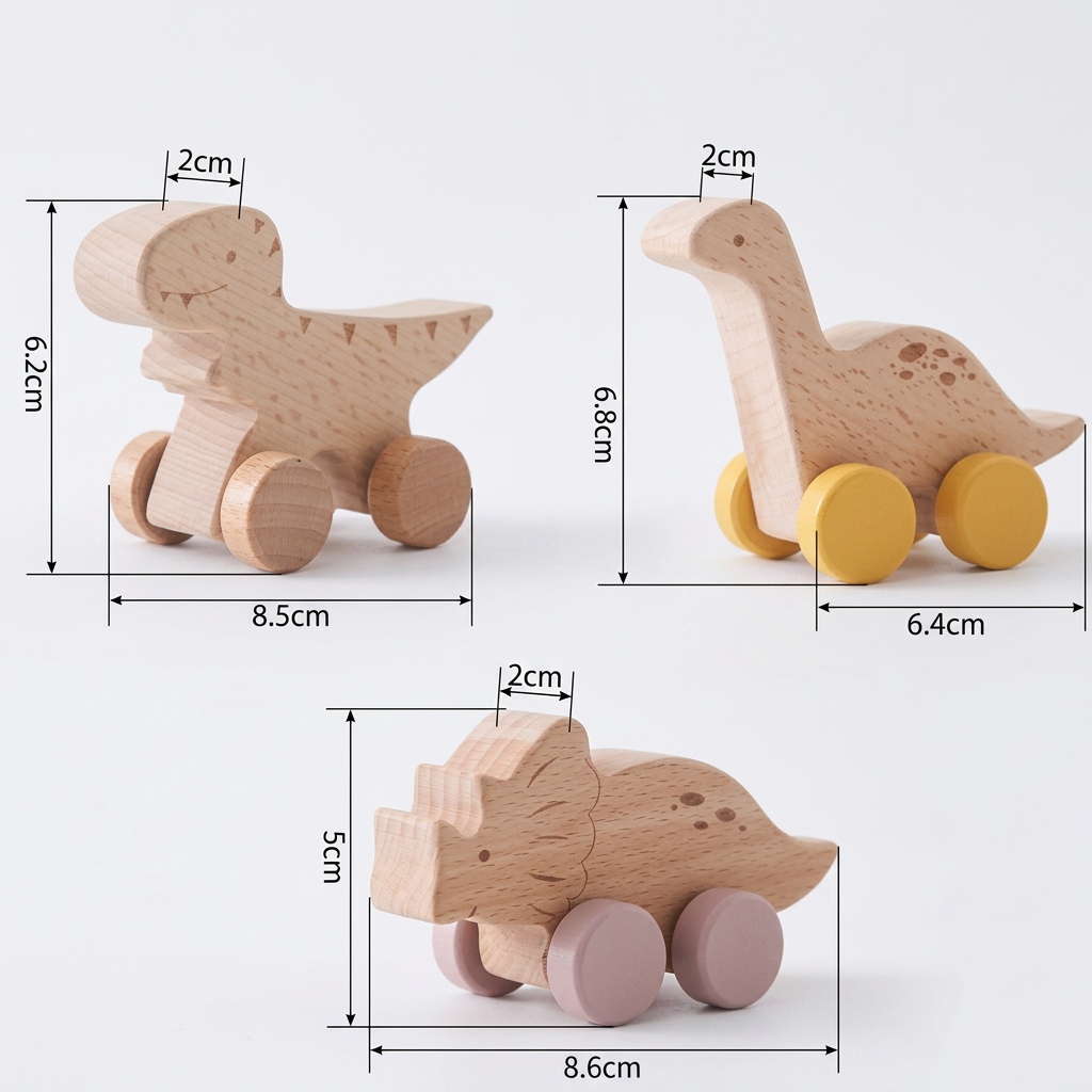 Drewniany pociąg Montessori w pastelowych kolorach