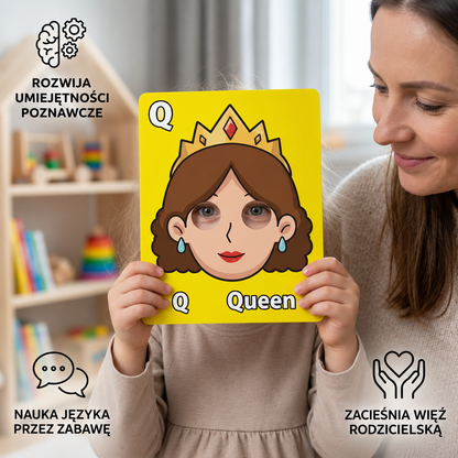 Karty edukacyjne z alfabetem i ilustracjami zwierząt